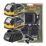 Zestaw  2 akumulatorów 20V 4Ah + ładowarka Procraft PBC-Set2